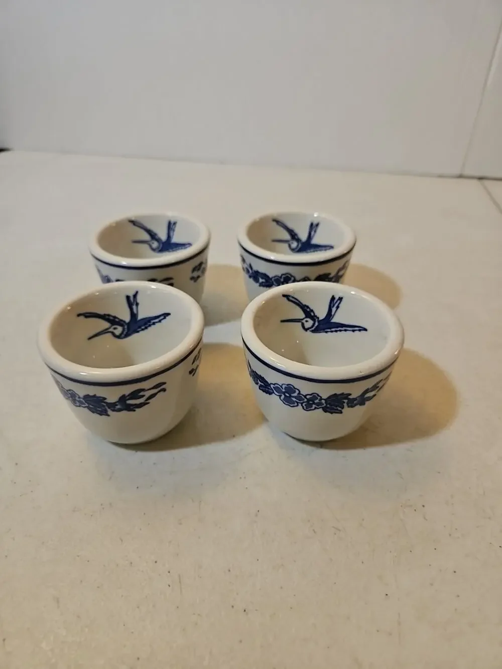 Set Of 4 Vintage Jackson China Restaurant Ware Hummingbird Custard Cups